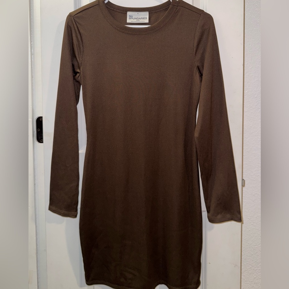No Boundaries Chocolate Long Sleeve Dress